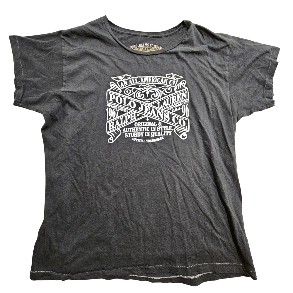 Polo Jeans Co Ralph Lauren‎ T-Shirt L Charcoal Gray Graphic Americana Tee